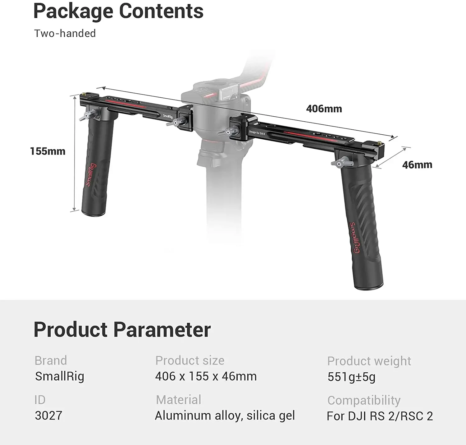 Adjustable Monitor Mount - SmallRig 3027 Adjustable Dual Handgrip for